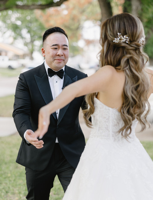 wedding first look with bride and groom