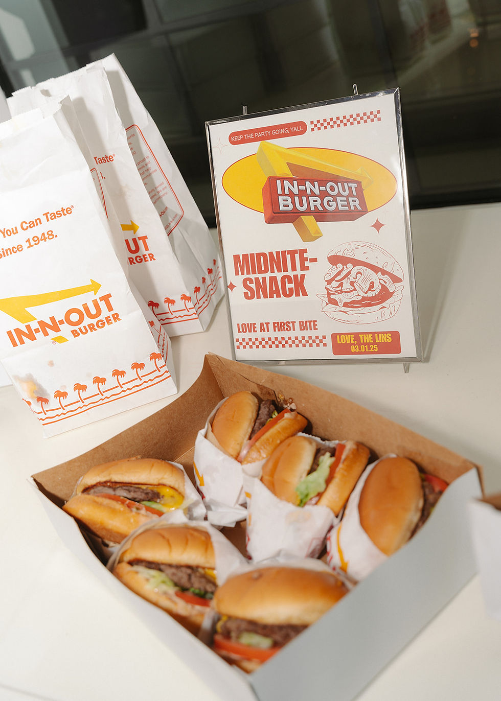 in-n-out burgers as a wedding late night snack