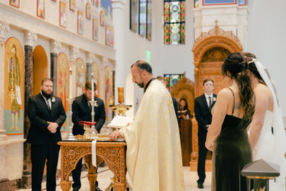 Wedding ceremony at Annunciation Greek Orthodox Cathedral