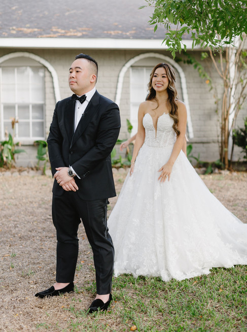 wedding first look with bride and groom