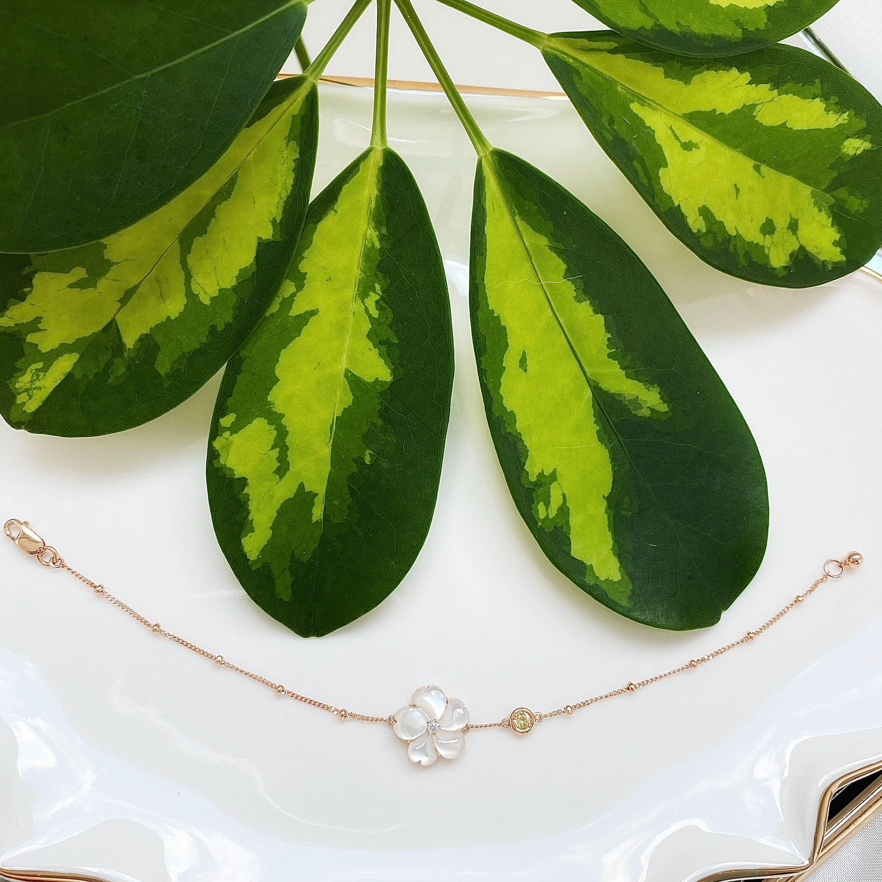 18K玫瑰金珍珠母貝手鍊