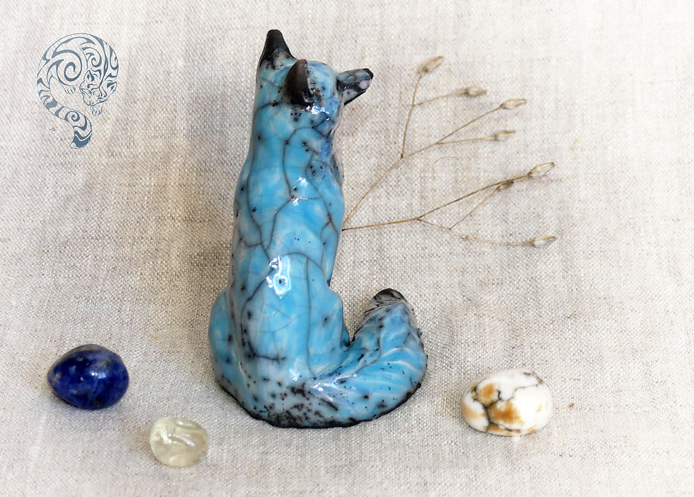 Miniature : Petit Renard turquoise assis