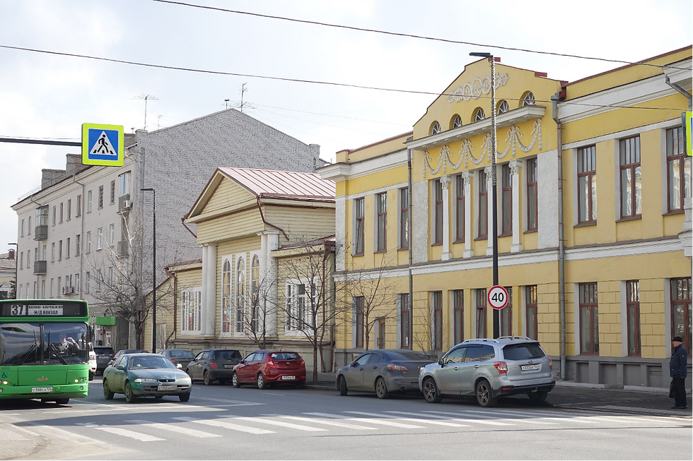 Современное состояние объекта. Вид перекрестка пр. Мира и ул. Перенсона. Фото Н. В. Можайцевой 26.03.2019 г.