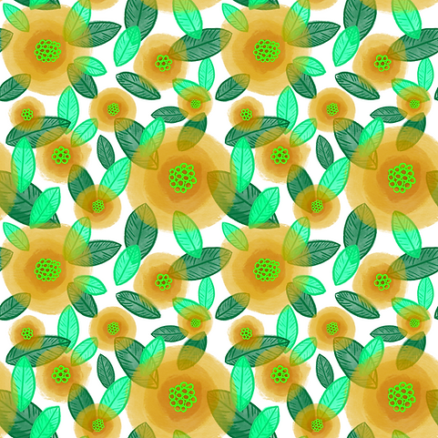 Motifs fleurs rondes - Jaune