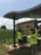 Kiosk Sign Being Placed at Noquisiyi Mound