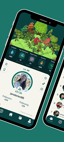 Screenshot of an Understory user's profile page with their garden, badges, and annual reading goal progress