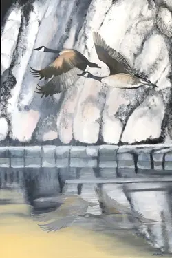 Early Morning: Geese Flying, Cliff Series