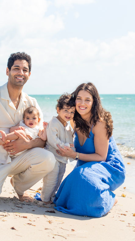 a family of four at Key Biscayne beach miami 