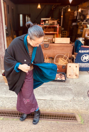 古布モモンガコート「黒縮緬」