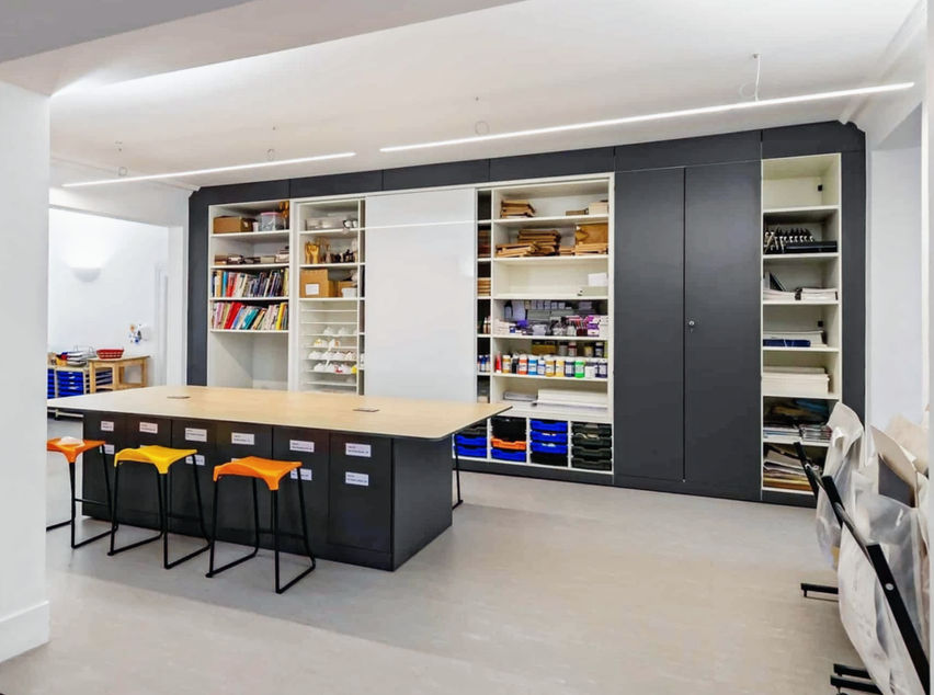 Bespoke loose furniture and storage installation designed for flexible secondary school learning environments

