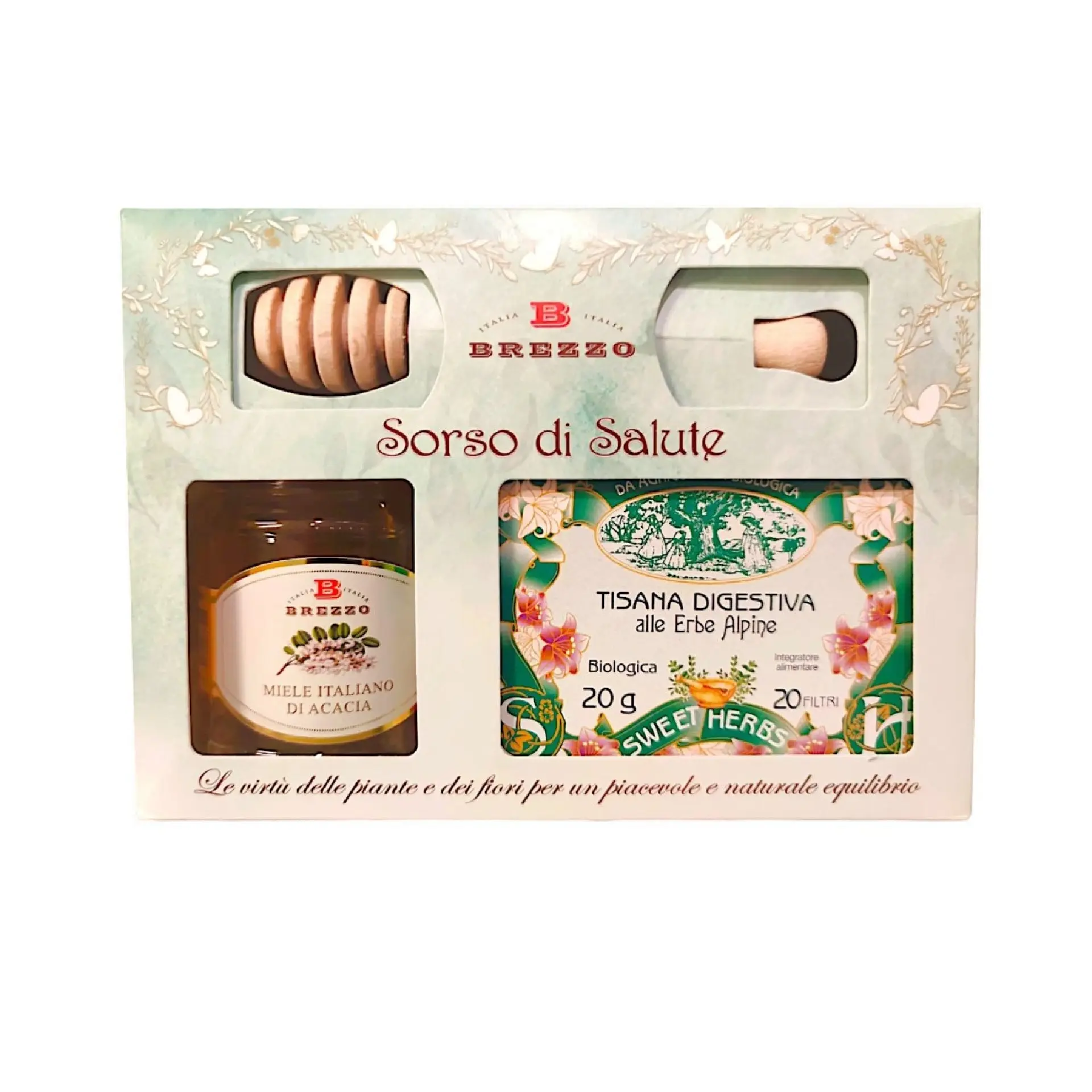 SORSO DI SALUTE- Tisana digestiva alle Erbe Alpine 20 filtri +Miele Italiano i +
