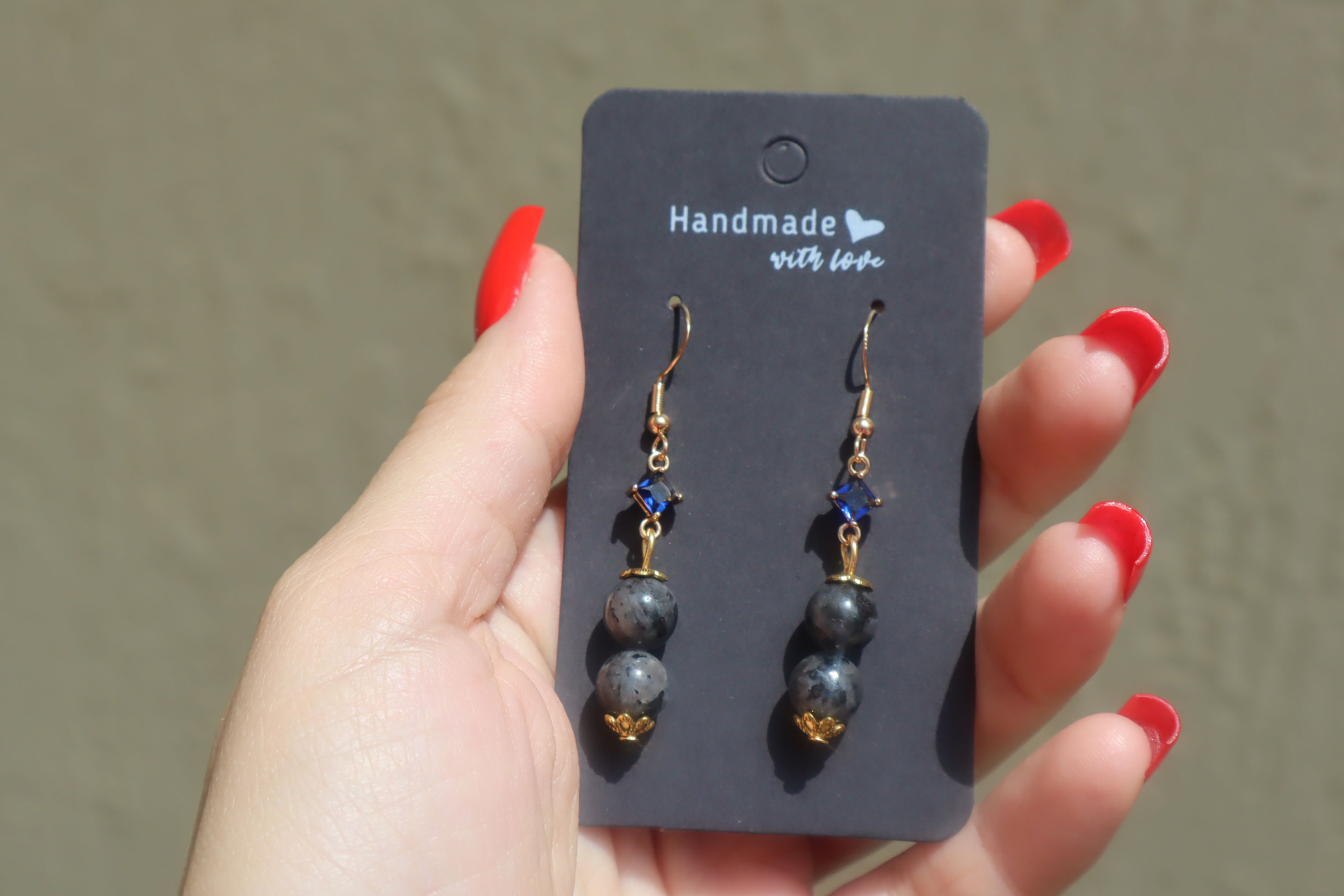 Mystic Veil – Black Labradorite & Blue Crystal Drop Earrings