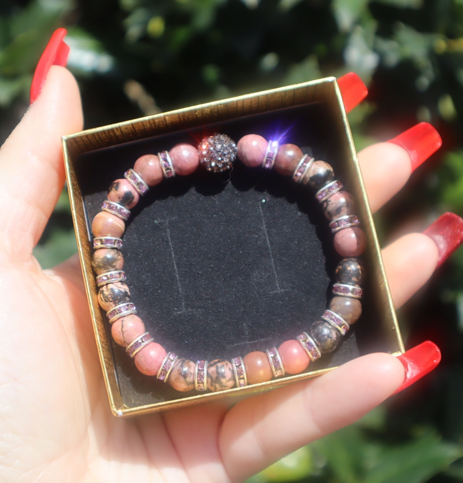 Natural Rhodonite Bracelet 8 mm