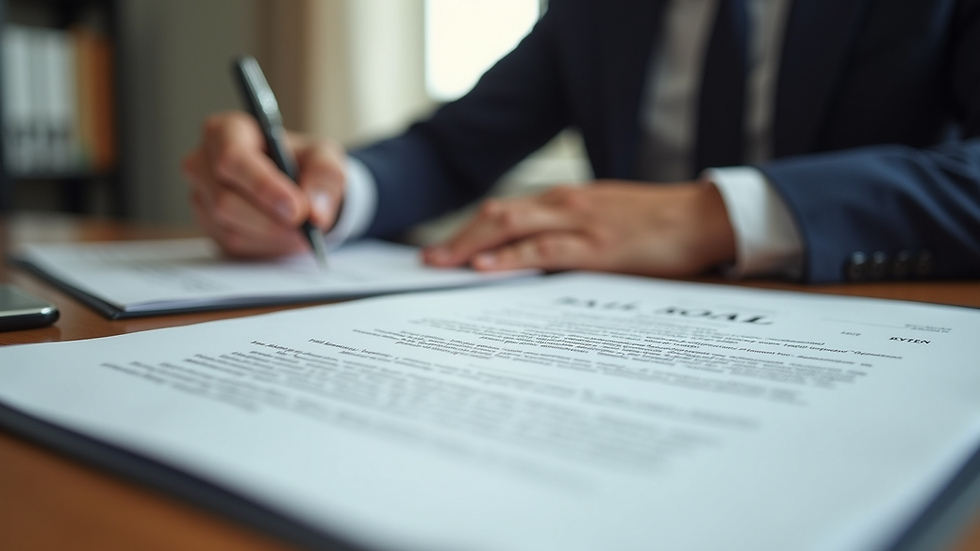 Close-up view of a bail bond agreement being signed