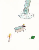 Hand-drawn illustration of tells the story of the artist's perfect little universe, using watercolor.