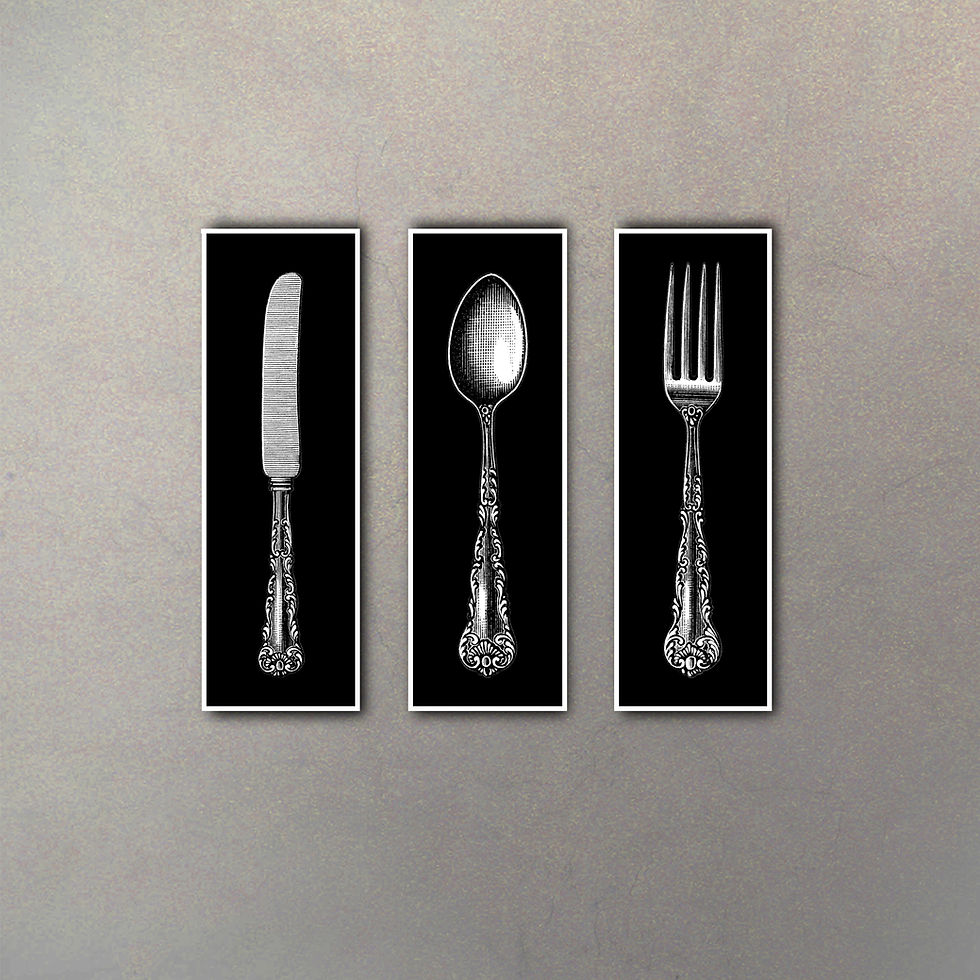 Set Cubiertos Gigantes I (3 Cuadros)