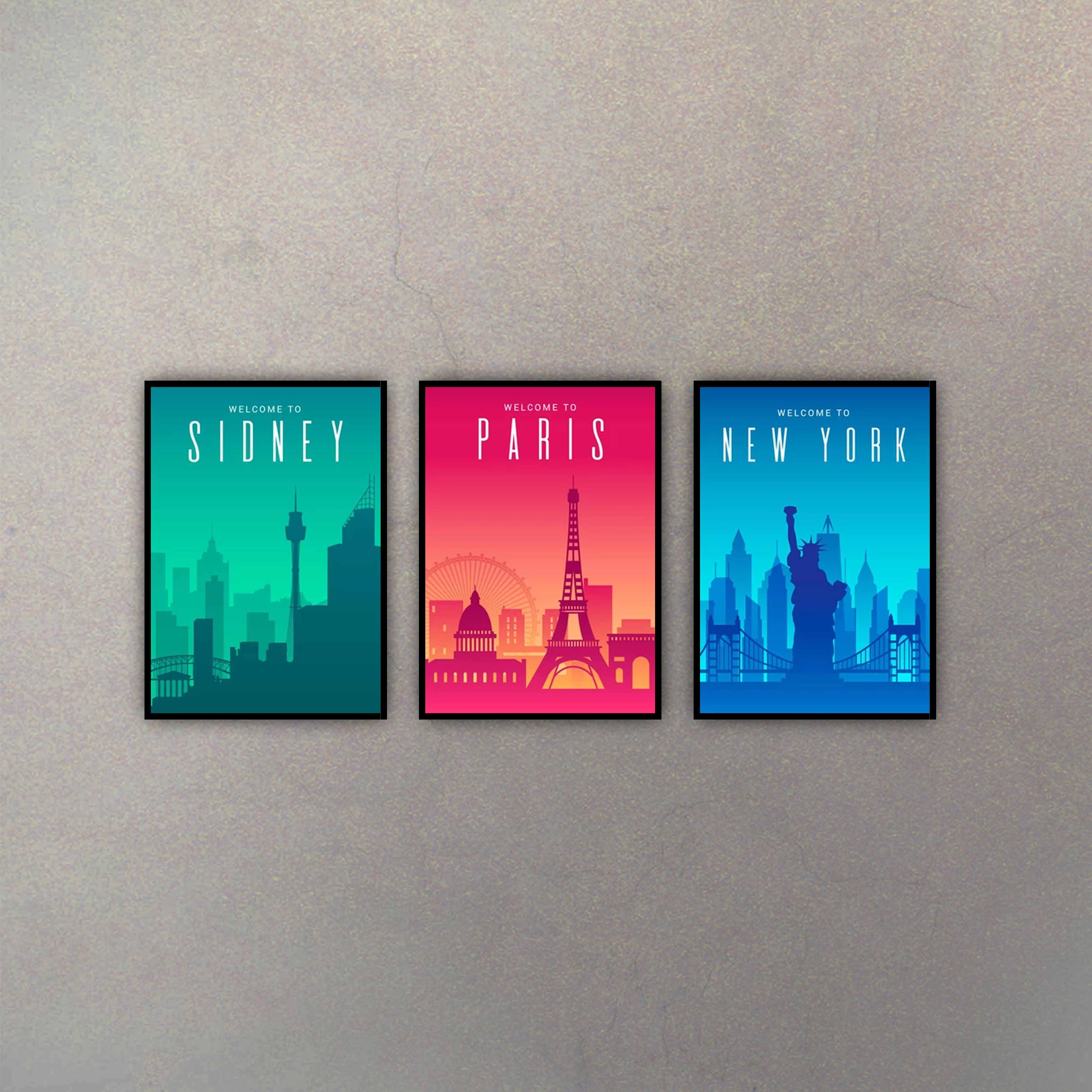Set Sidney, Paris & New York (3 Cuadros)