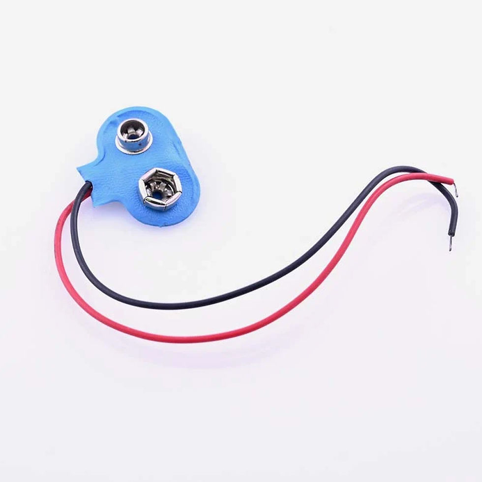 9V Battery Snap Connector with Hard Plastic / Leather Case & Stripped Copper - www.simpleelectronics.in