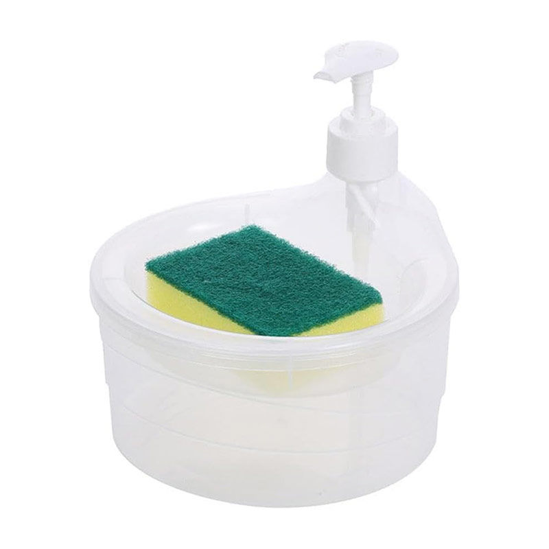 Soap Dispenser and Scrubber Holder Soap Liquid Pump Bottle 2 in 1