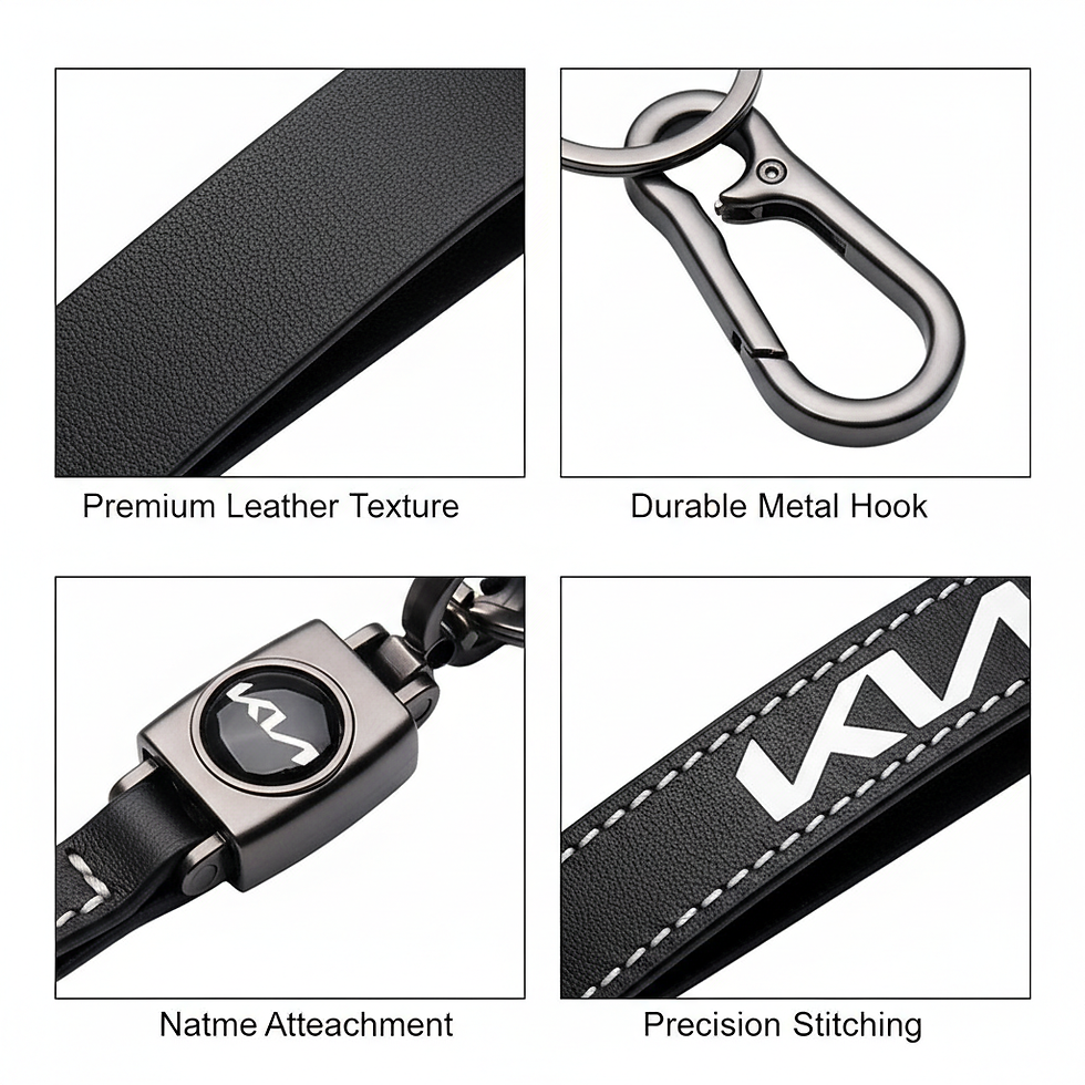 Thumbnail: PREMIUM LEATHER & Metal Bikes Hook KeyChain Compatible with KIA Unique Stylish
