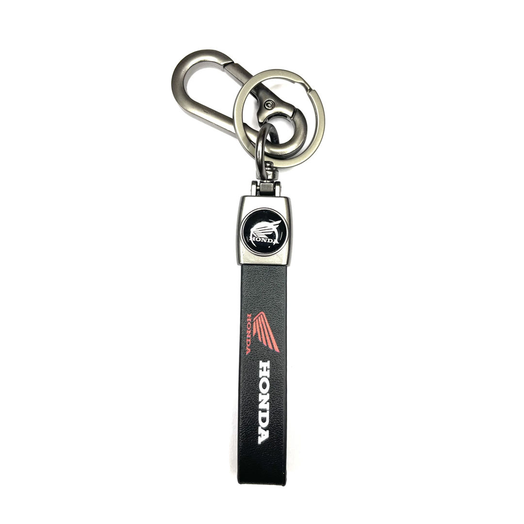 Honda Premium Black Leather Keychain