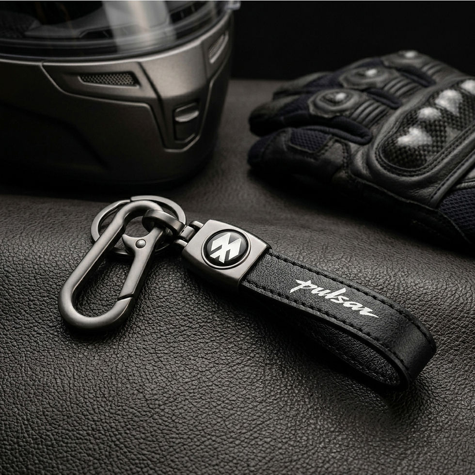 Thumbnail: Pulsar Black Pure Leather Metal Body Heavy Key Chain