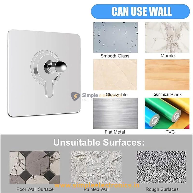 Thumbnail: Wall Hook Nut Bolt Type – Adhesive, Waterproof - www.simpleelectronics.in