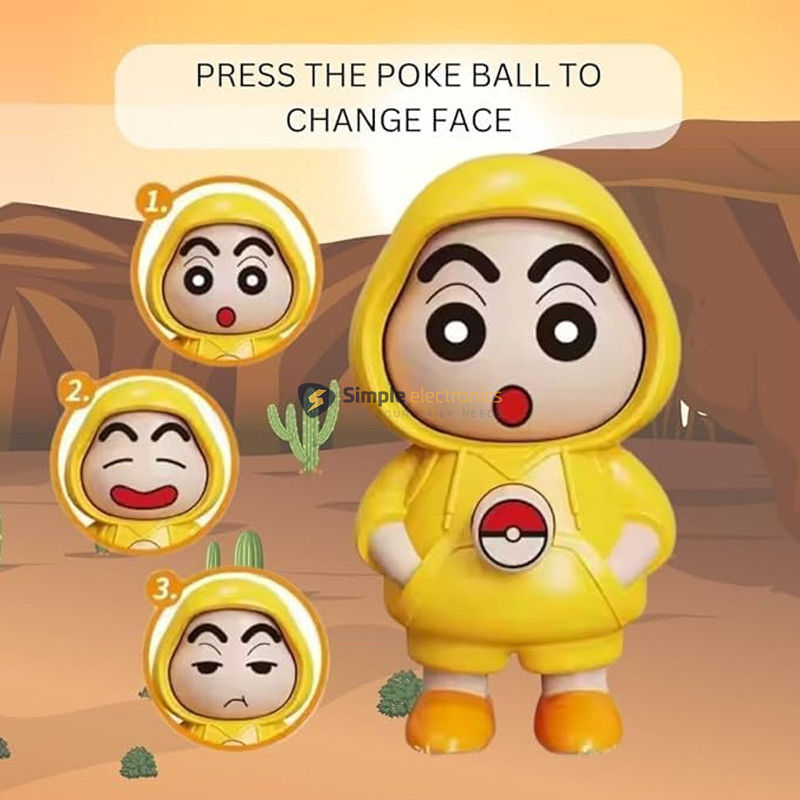 Thumbnail: Shinchan Face Changing Keychain | 3D Cartoon Key Holder for Bags, Keys & Zippers | ABS Action Figure Toy with 3 Expressions