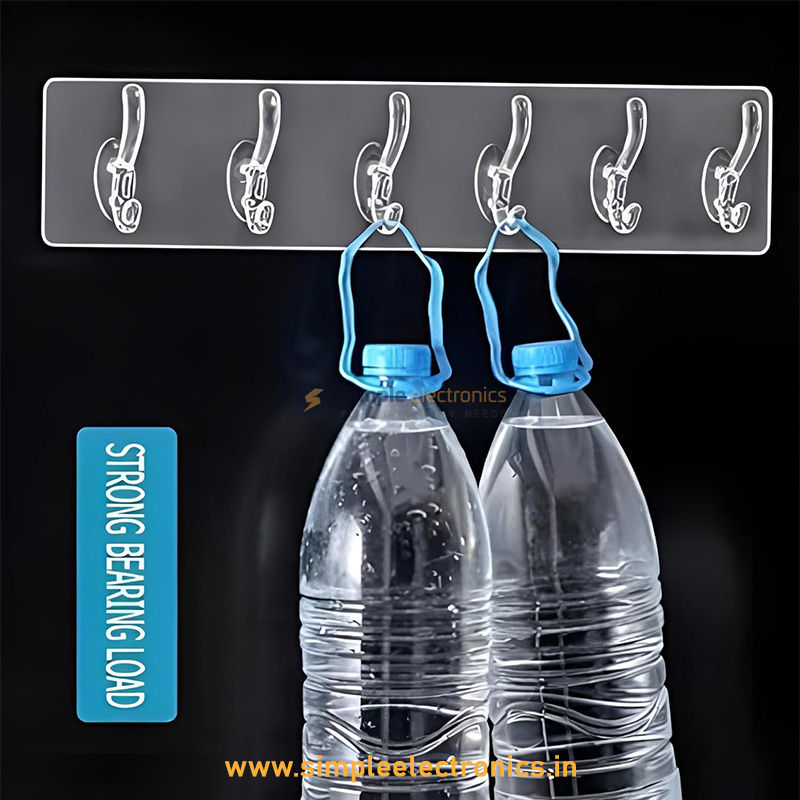 Thumbnail: 6-in-1 Self-Adhesive Heavy Duty Wall Hook - www.simpleelectronics.in