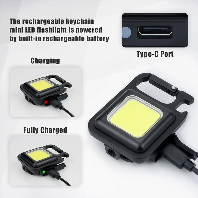 Multifunction Keychain Led Light With Bottle Opener, Magnetic Base