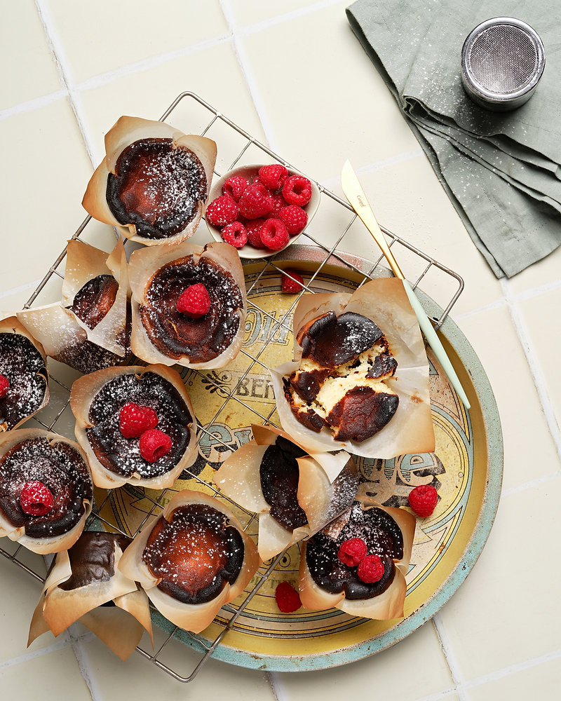 Mini Basque Cheesecake Raspberry Mini Basque Cheesecakes