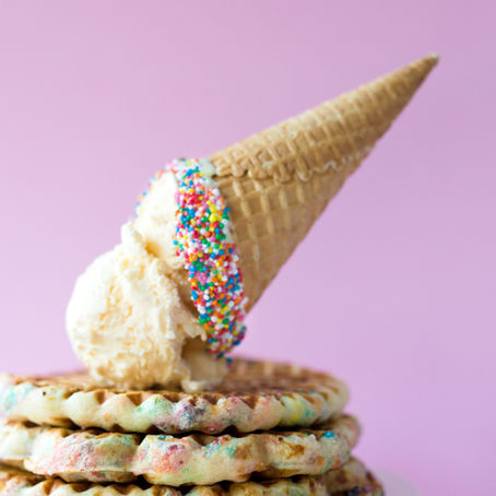 Funfetti Waffles with Upside Down Ice Cream