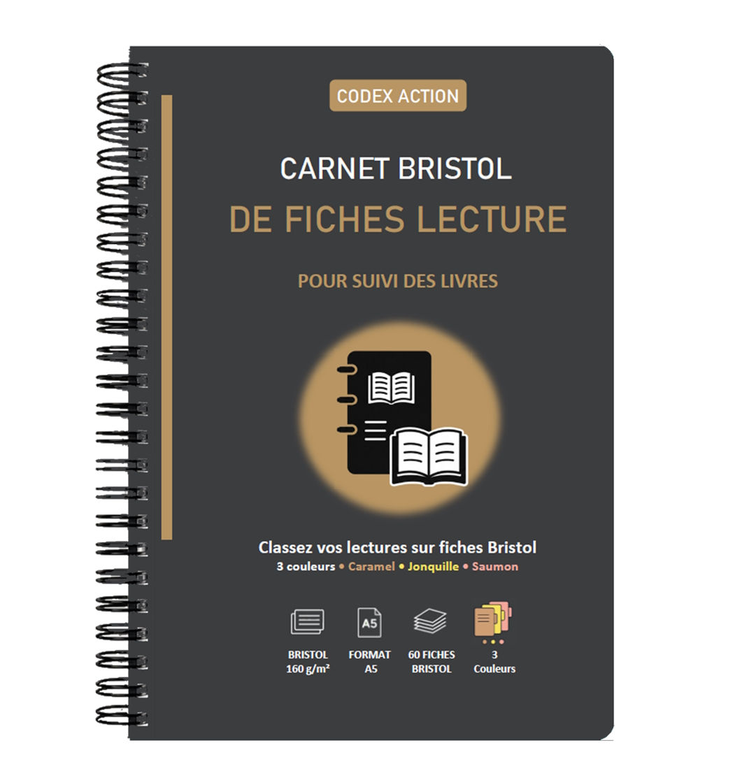 Carnet Bristol Fiches de Lecture A5 Spirale – 60 Fiches Bristol 160 g/m²
