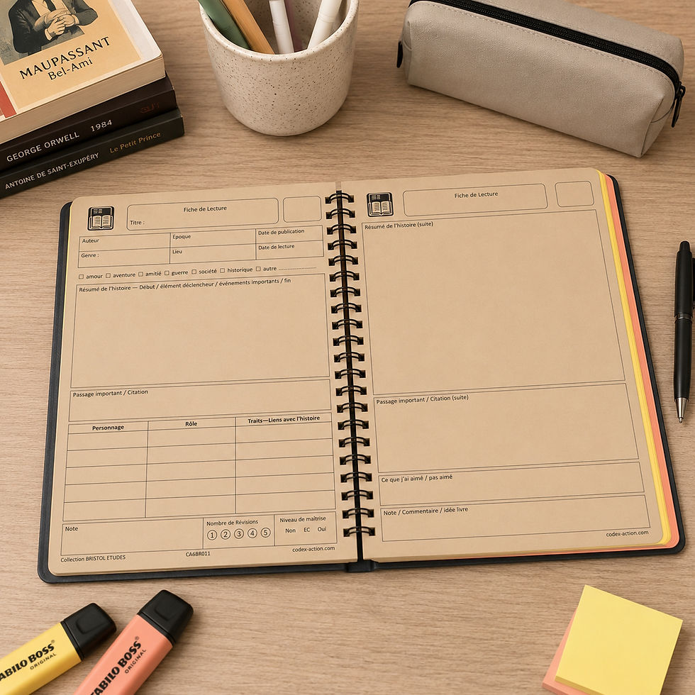 Miniature : Carnet Bristol Fiches de Lecture A5 Spirale – 60 Fiches Bristol 160 g/m²