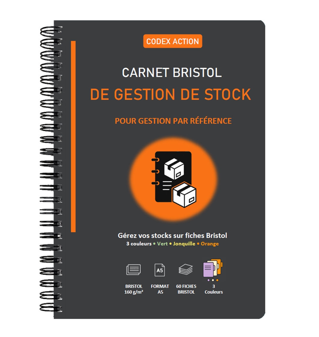Carnet Bristol Gestion de Stock A5 Spirale – 60 Fiches Bristol 160 g/m