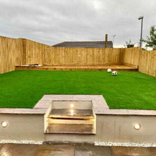 Lawn and steps