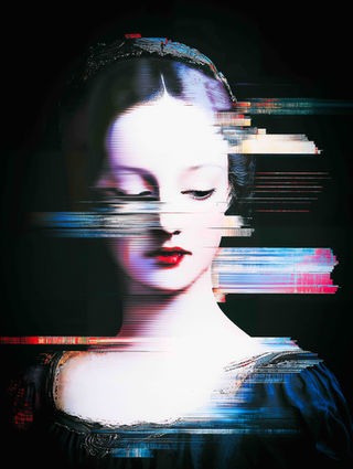 Portrait, Traditional, Glitch, Digital Artwork, Woman, Modern Portrait, Art Design
