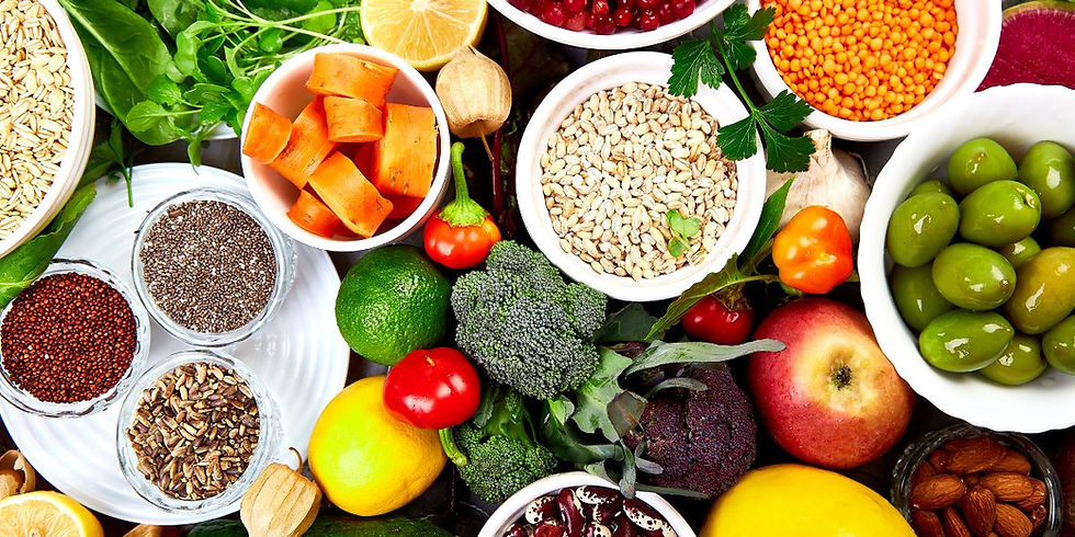 An array of healthy, nutritious foods