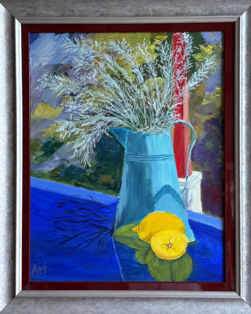 Moody Blues, Vase on Blue Table