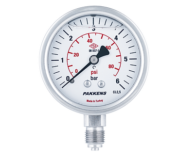 pakkens mg063 gliserinli sıvı dolgulu 063101, 063201 komple paslanmaz basınç ölçer 63mm ça