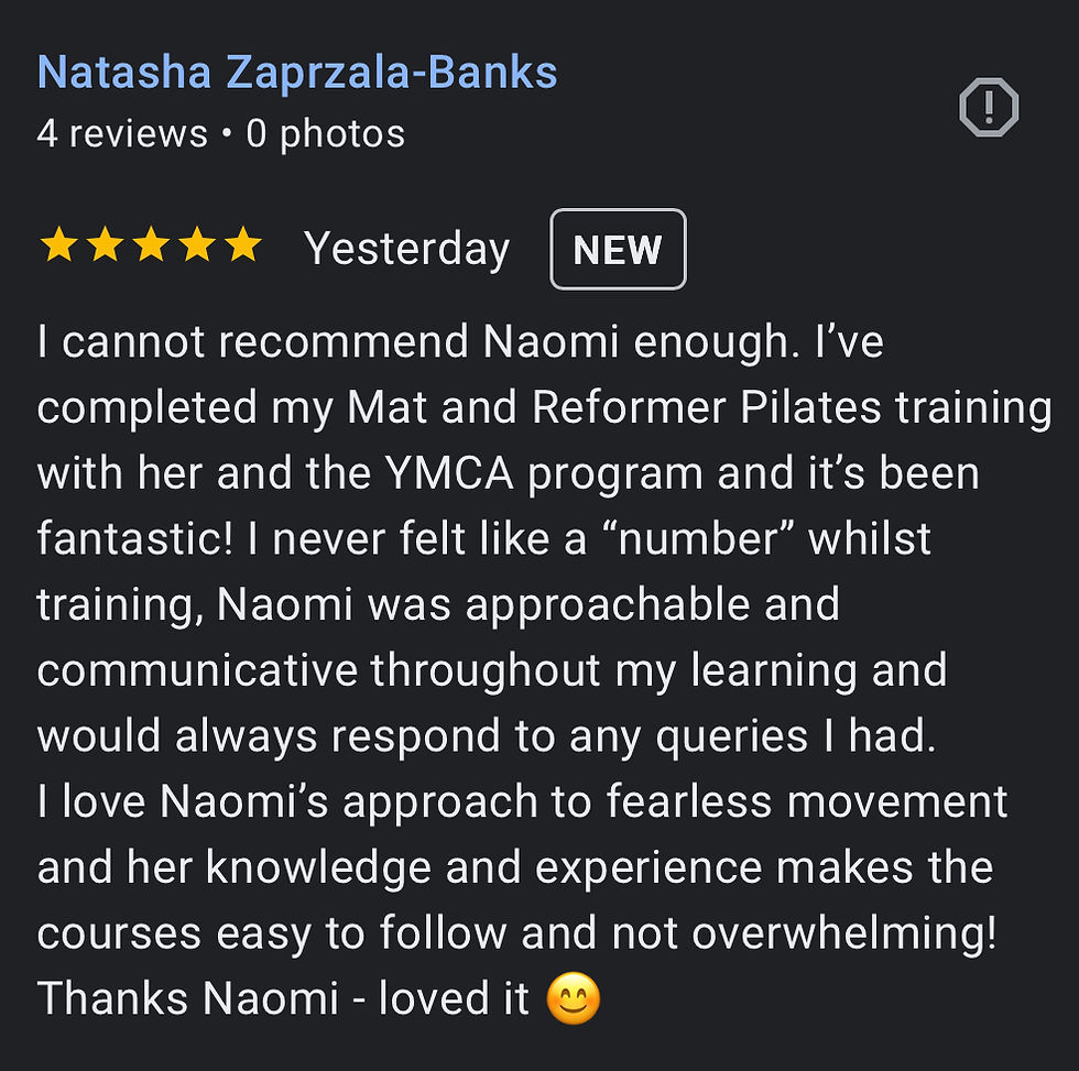 Mat Pilates teacher training course testimonial