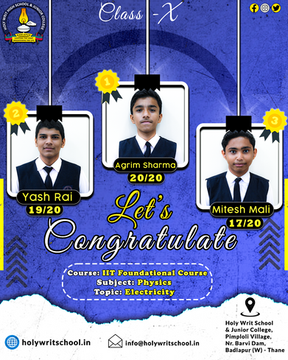 Aim to highlight the achievements of students at Holy Writ High School.