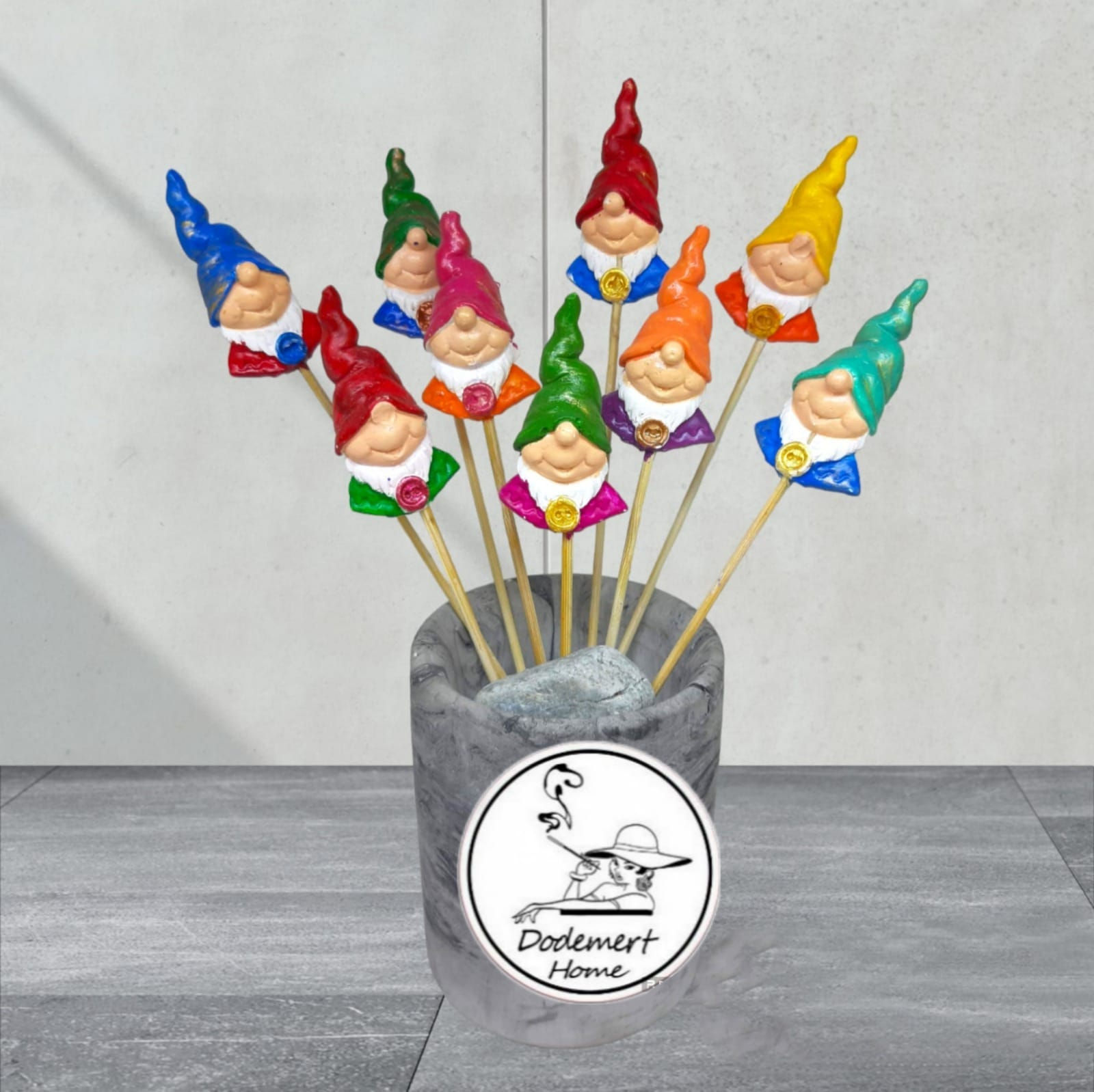 Renkli Cüceler Saksı Dibi Süsleri & Teraryum Obje 6 Adet