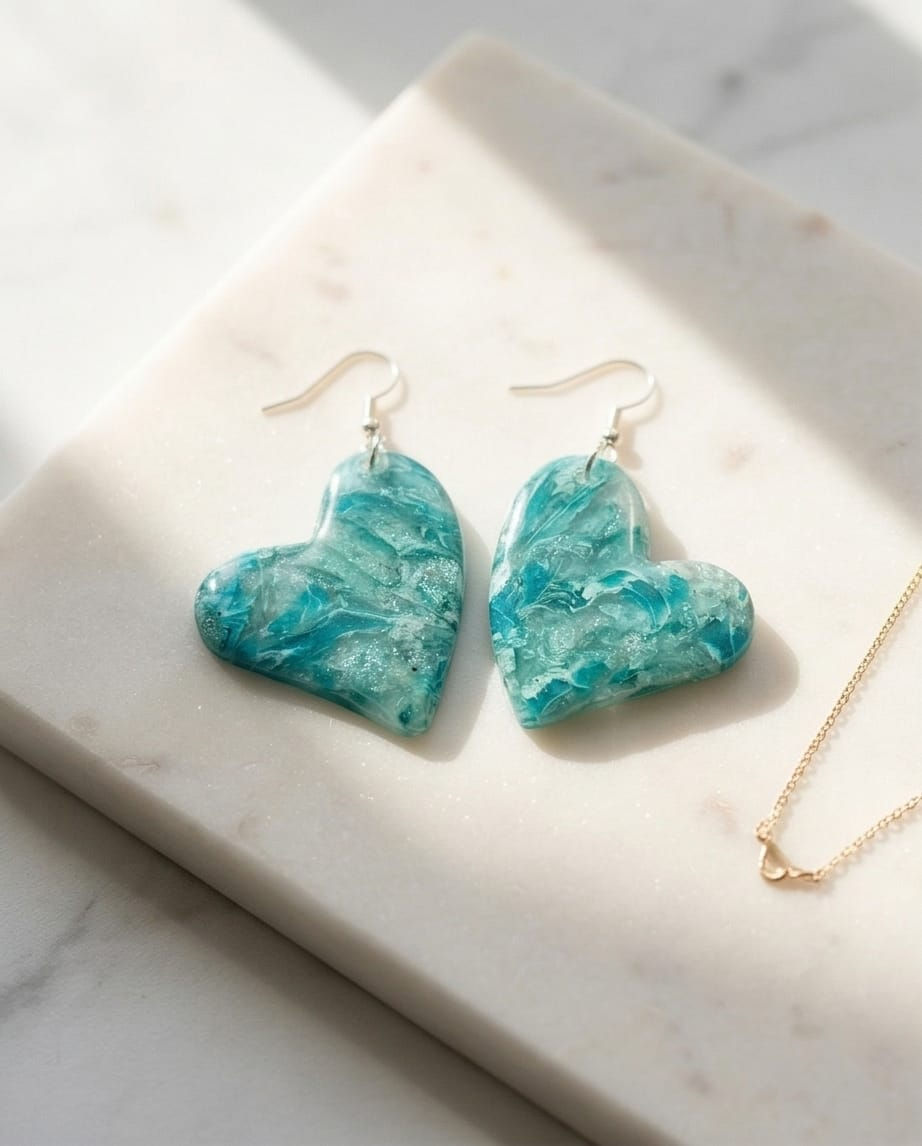 Deniz Dalgalı Polimerkil &Epoksi Tasarım Küpe( çivi paslanmaz çelik) Kopyası