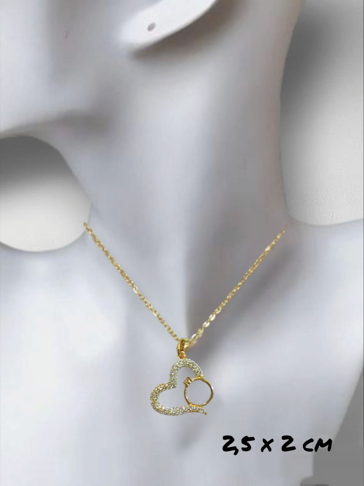 Love Zirkon Taşlı Gold Çelik Kolye