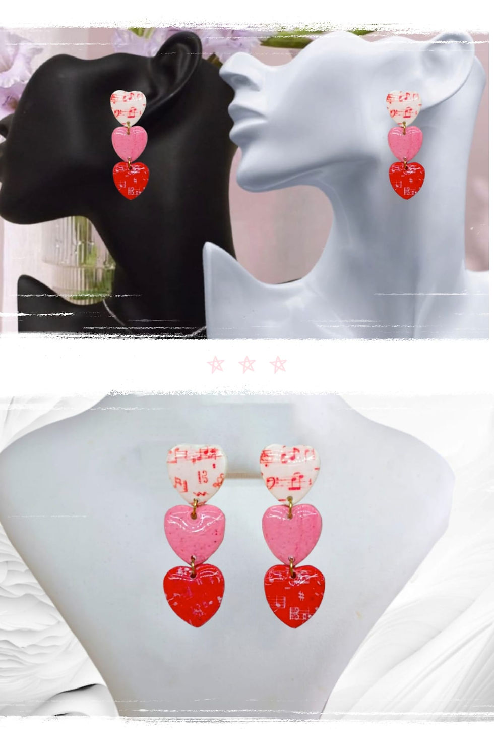 Şeker Kalpler Polimer Kil & Epoksi Tasarım Küpe