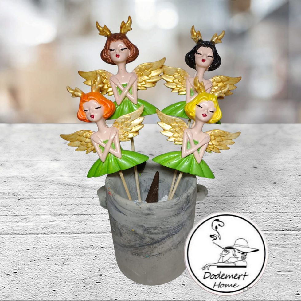 Yeşil Peri Kızı Dekoratif Beton Saksı Dibi Süsü & Teraryum Obje 4 Lü