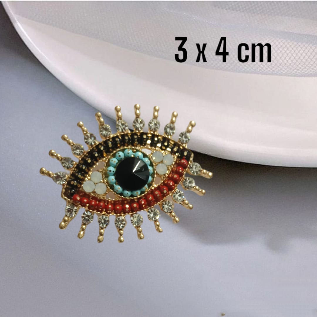 Zirkon Taşlı Nazar Boncuk Göz Broş & Yaka İğnesi
