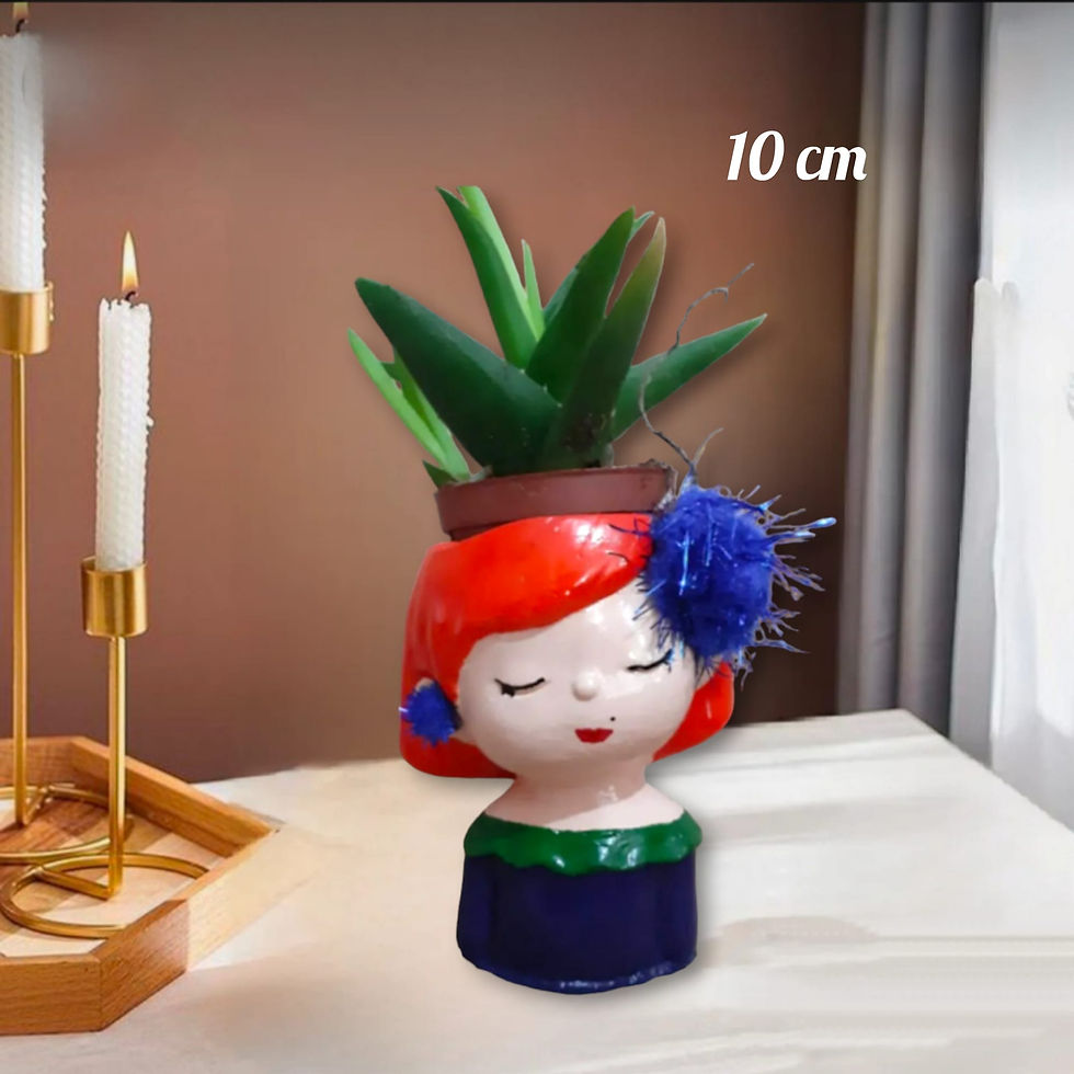 Ponponlu Kız Bebek Beton Saksı & Mumluk ( Dekoratif)