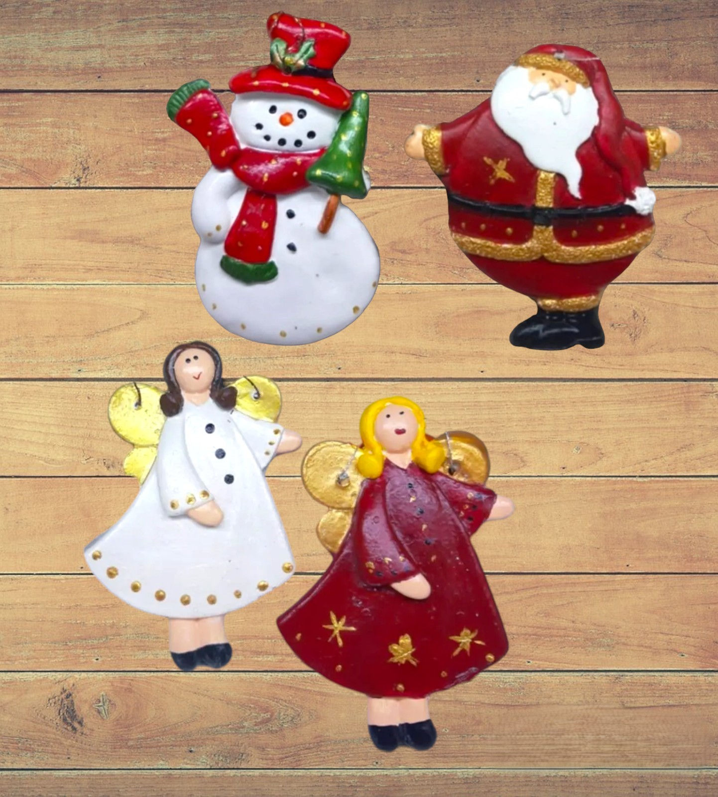 Yılbaşı Özel Dekoratif Beton Duvar & Kapı & Ağaç Süsü 4lü